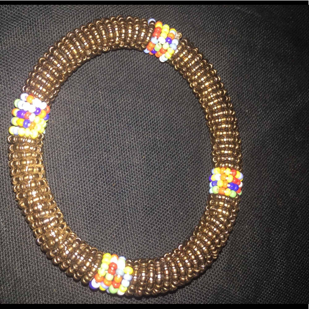Beaded bangle bracelets.